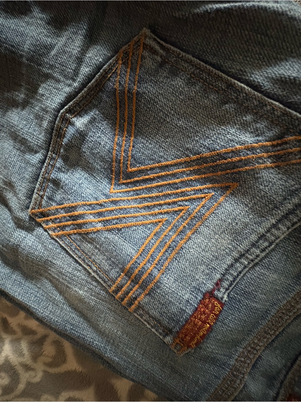 7 For All Mankind Blue Denim Jeans with Orange Stitching